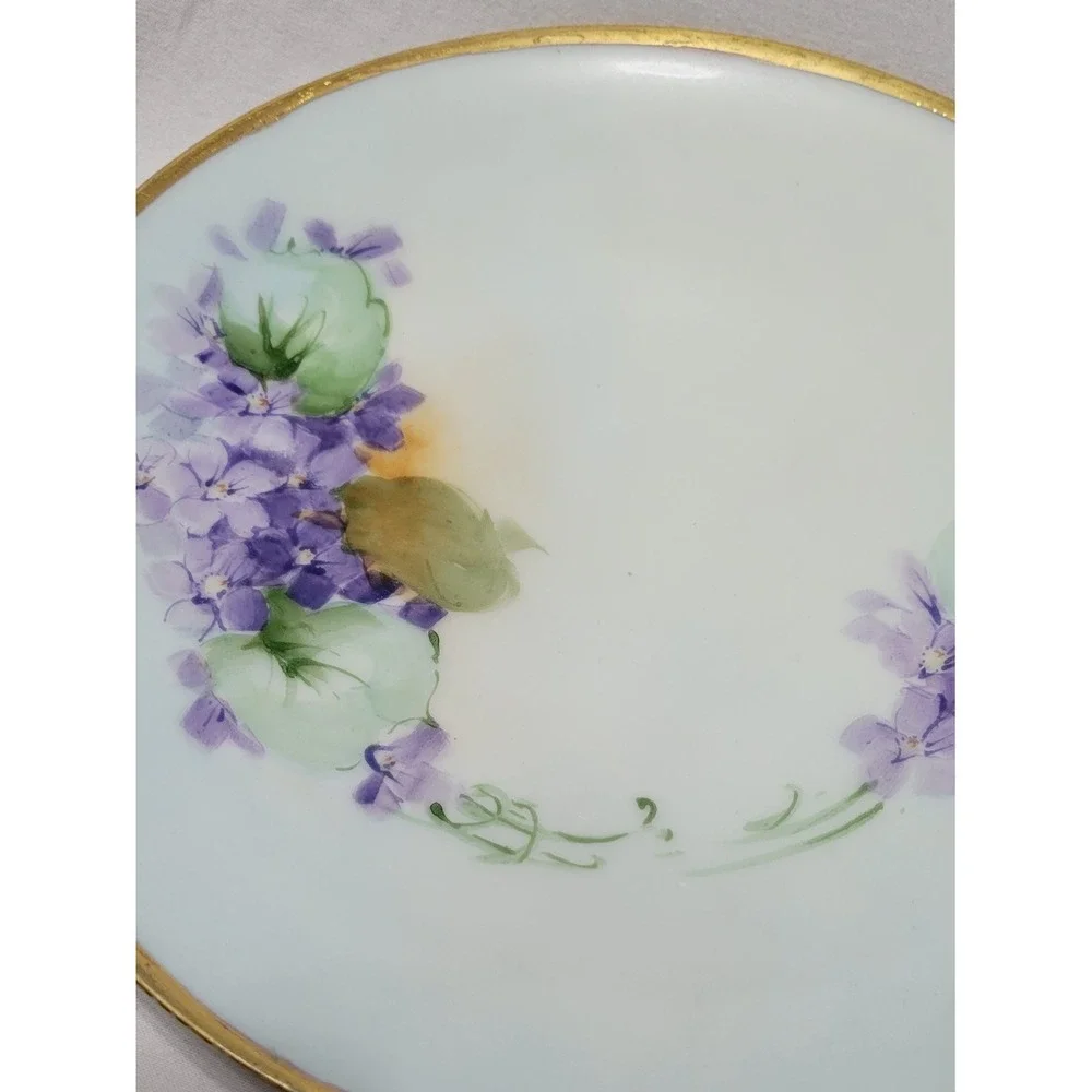 Thomas Sevres Bavaria Porcelain Floral Plate Gold Trim ~8 in Round Decorative